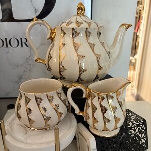Sadler England Elegant Gold and White Tea Set